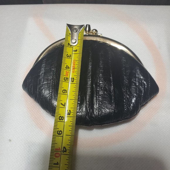 EUC Vintage Eel skin Coin Purse Twistlock Hardware Genuine Eelskin Black - Picture 2 of 8